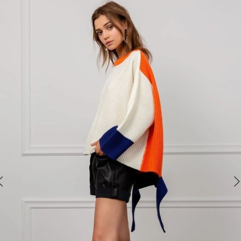 J.ING Women's Sz. S/M Jacky Color Block Oversized Wool Blend Sweater